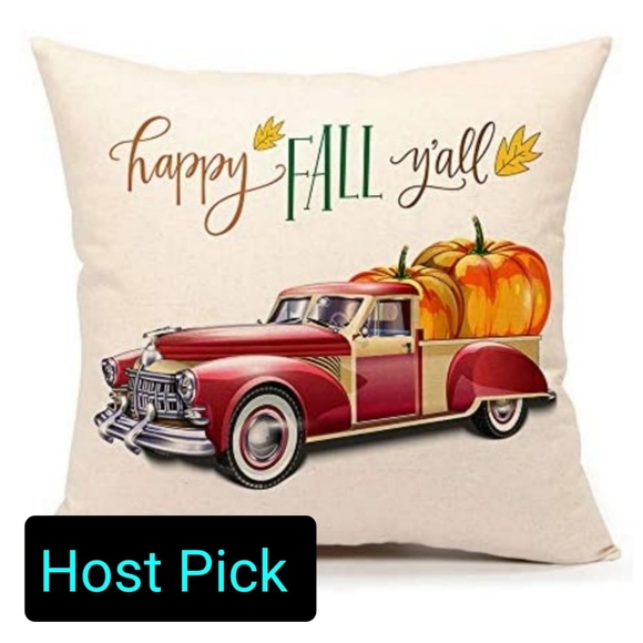 HAPPY FALL Y'ALL Truck Pumpkin Throw Pillow - Picture 1 of 13